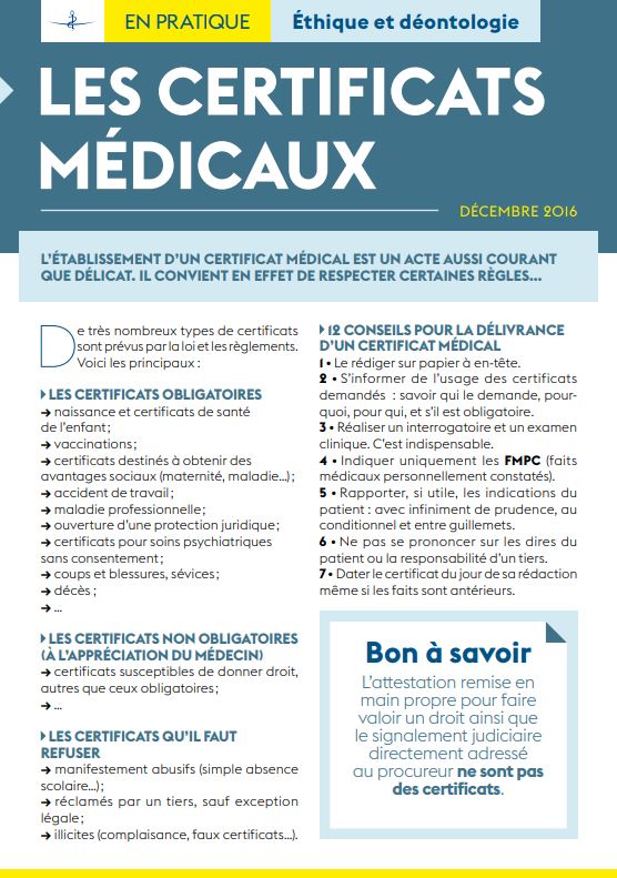 Les certificats médicaux